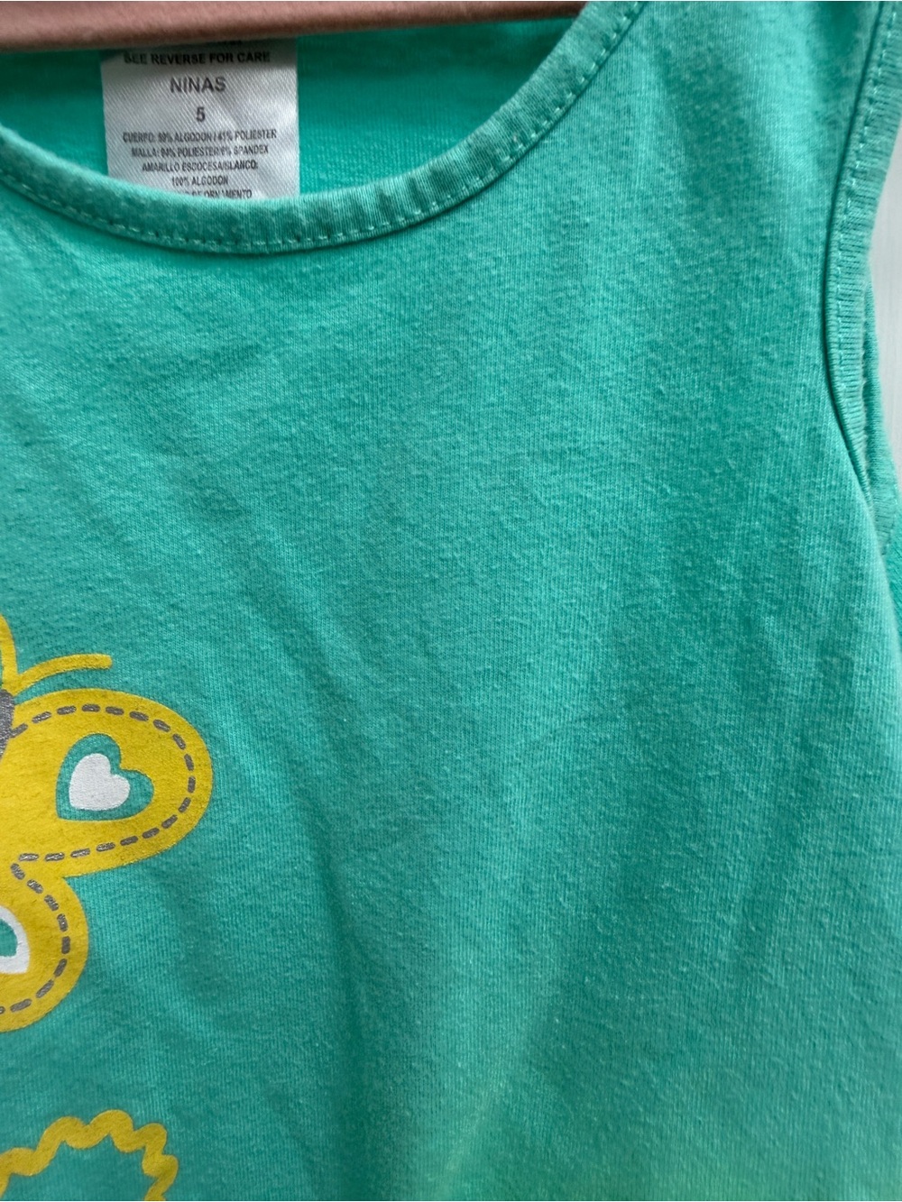 Kids Headquarters Girls 5 Teal Yellow Butterfly Sunflower Sleeveles Ruffle Dress - Picture 3 of 8
